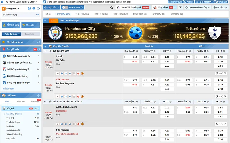 Trang chủ 5 Bảng tỷ lệ cược bóng đá trực tuyến trên BOT88