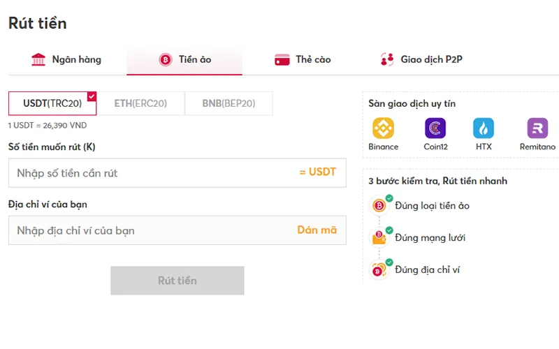 Cảnh báo rút tiền BOT88 sai chain TRC20 gây mất coin